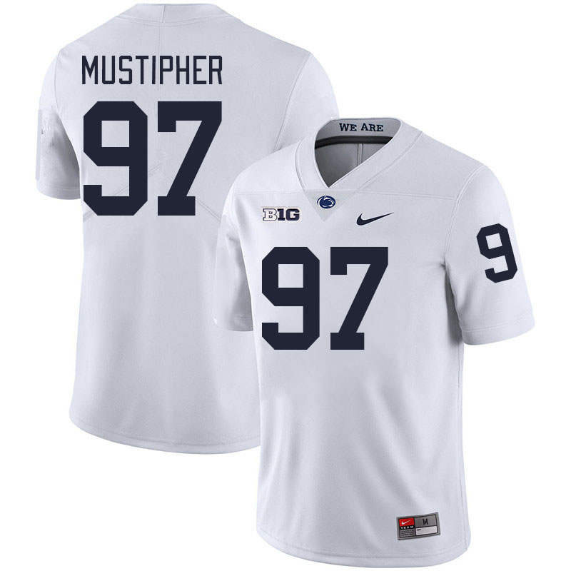 Penn State Nittany Lions #97 P.J. Mustipher College Football Jerseys Stitched Sale-White